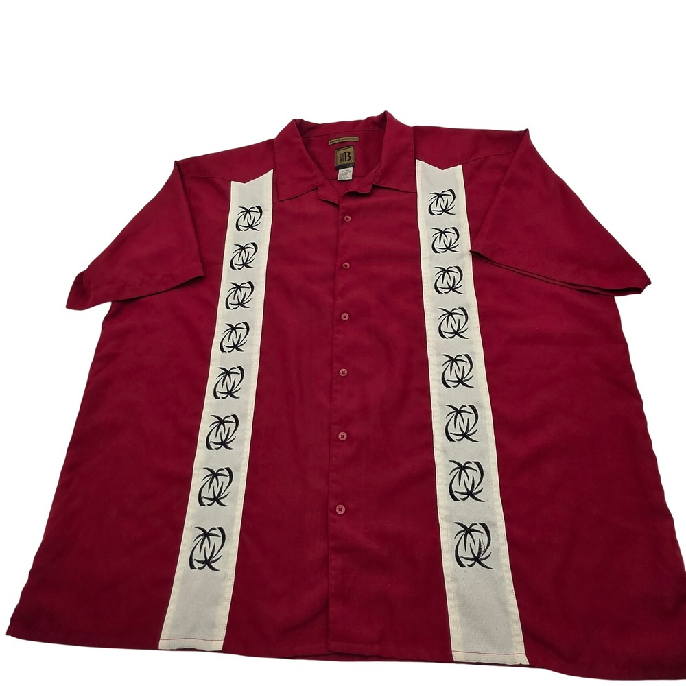 Bruno Button Down Shirt Mens 3X/BIG Red Sueded Microfiber Embroidered Panels